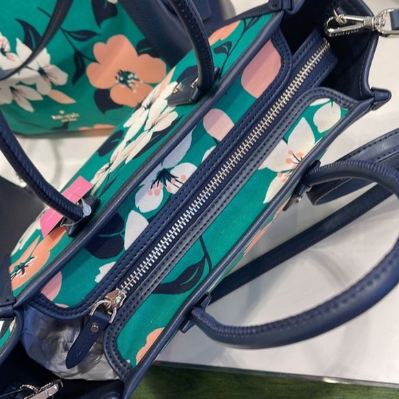 Kate Spade Small Tote Crossbody Bag Lily Blooms Green Multi - Picture 10 of 16